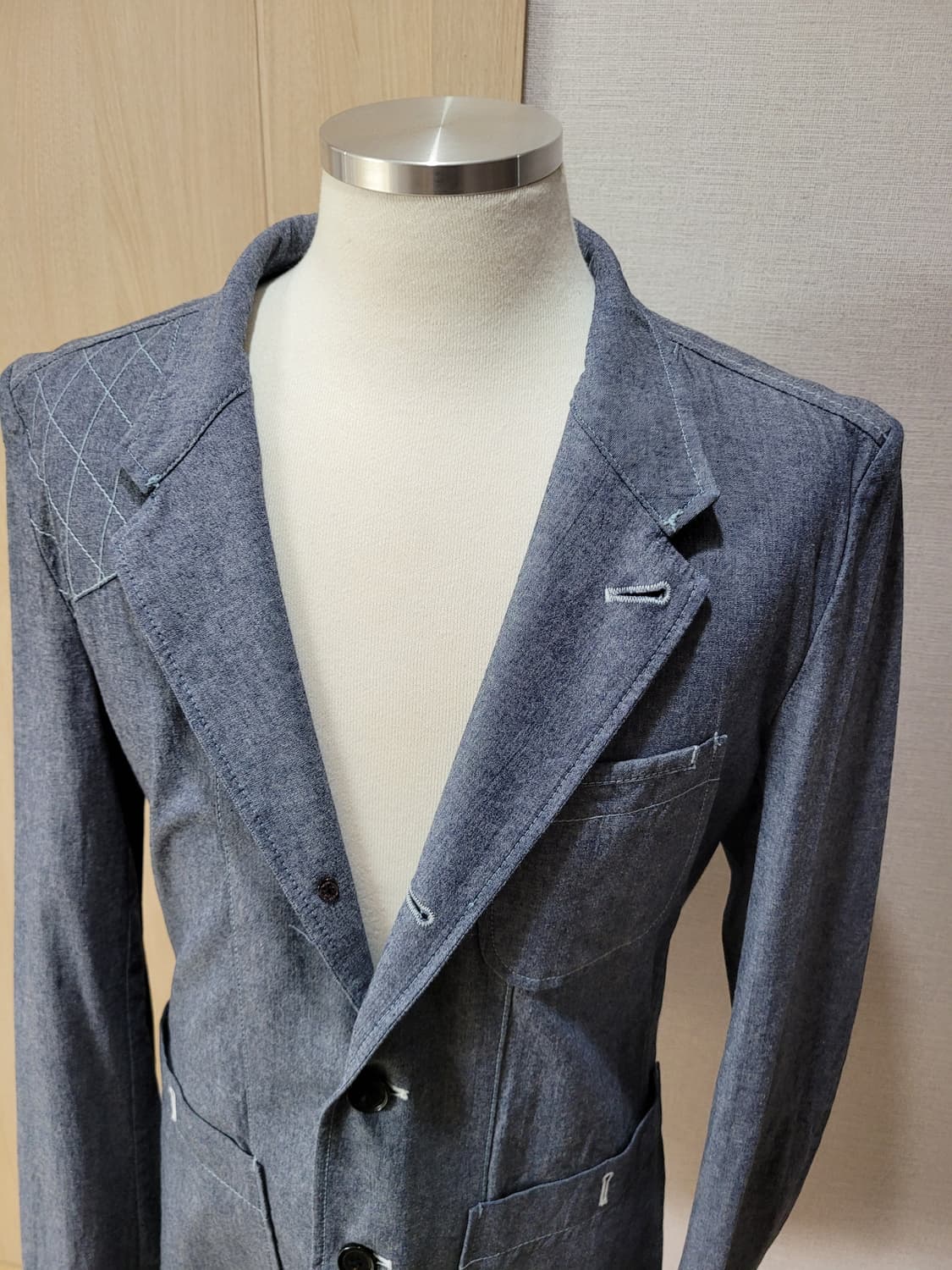 캘번 KELBURN 남자 샴브레이 사파리자켓 105 블루 상품이미지2