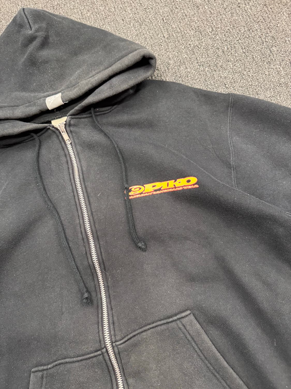 M)PIKO 빈티지 플리스 백프린팅 블랙 후드집업 상품이미지2