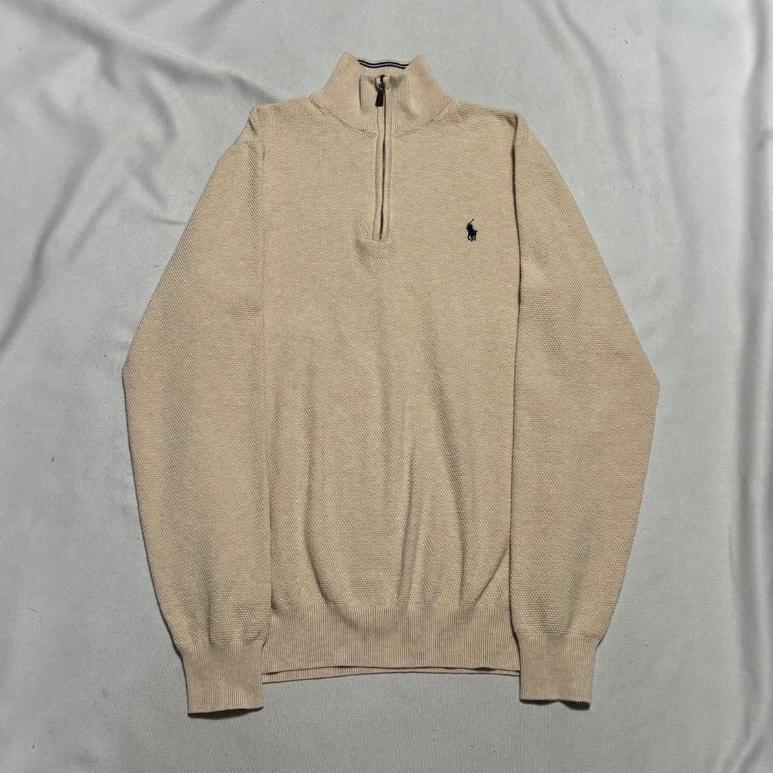 XXL 폴로랄프로렌 네이비 포니 아이보리 반집업 니트 상품이미지2