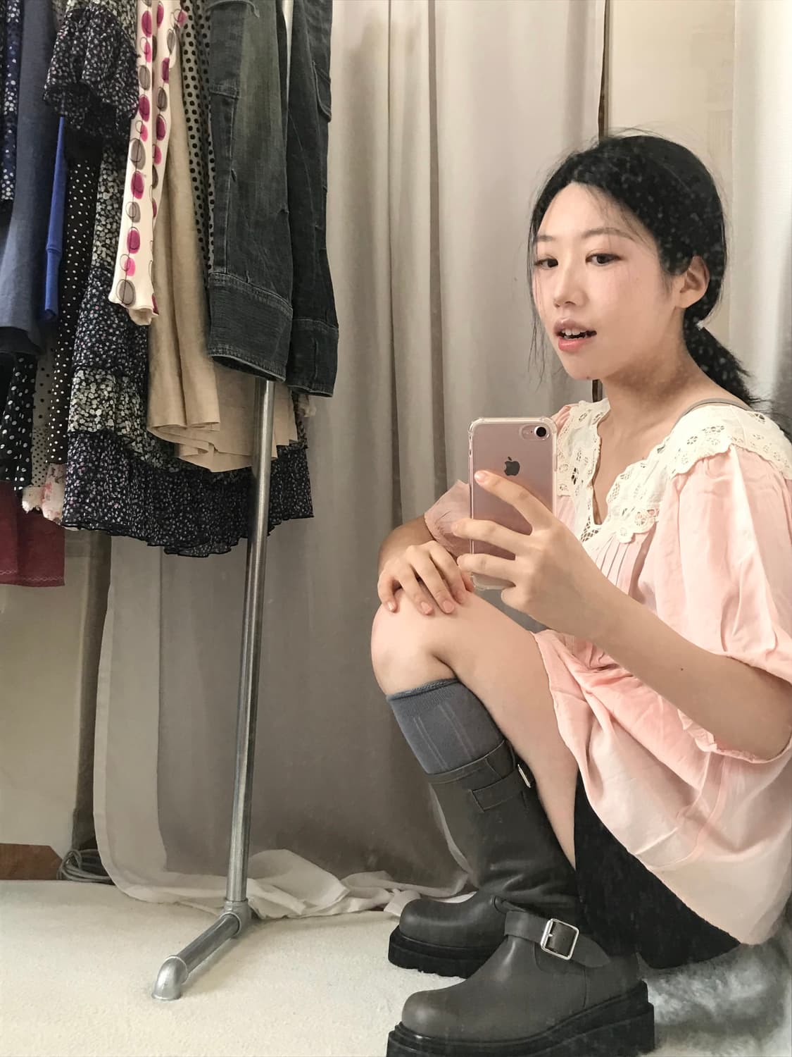 vintage baby pink capri blouse  상품이미지1