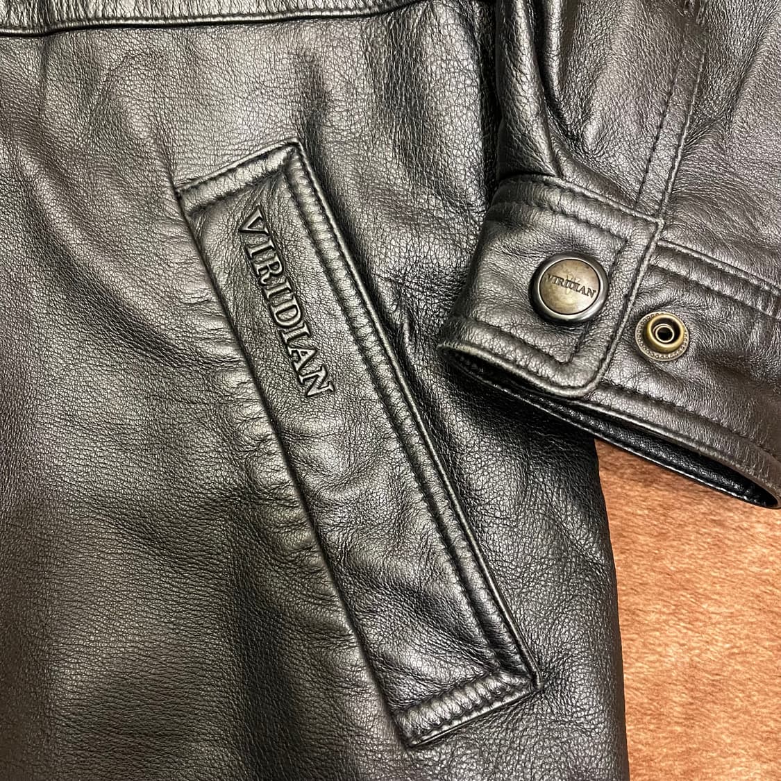 90's Viridian leather car coat 상품이미지4