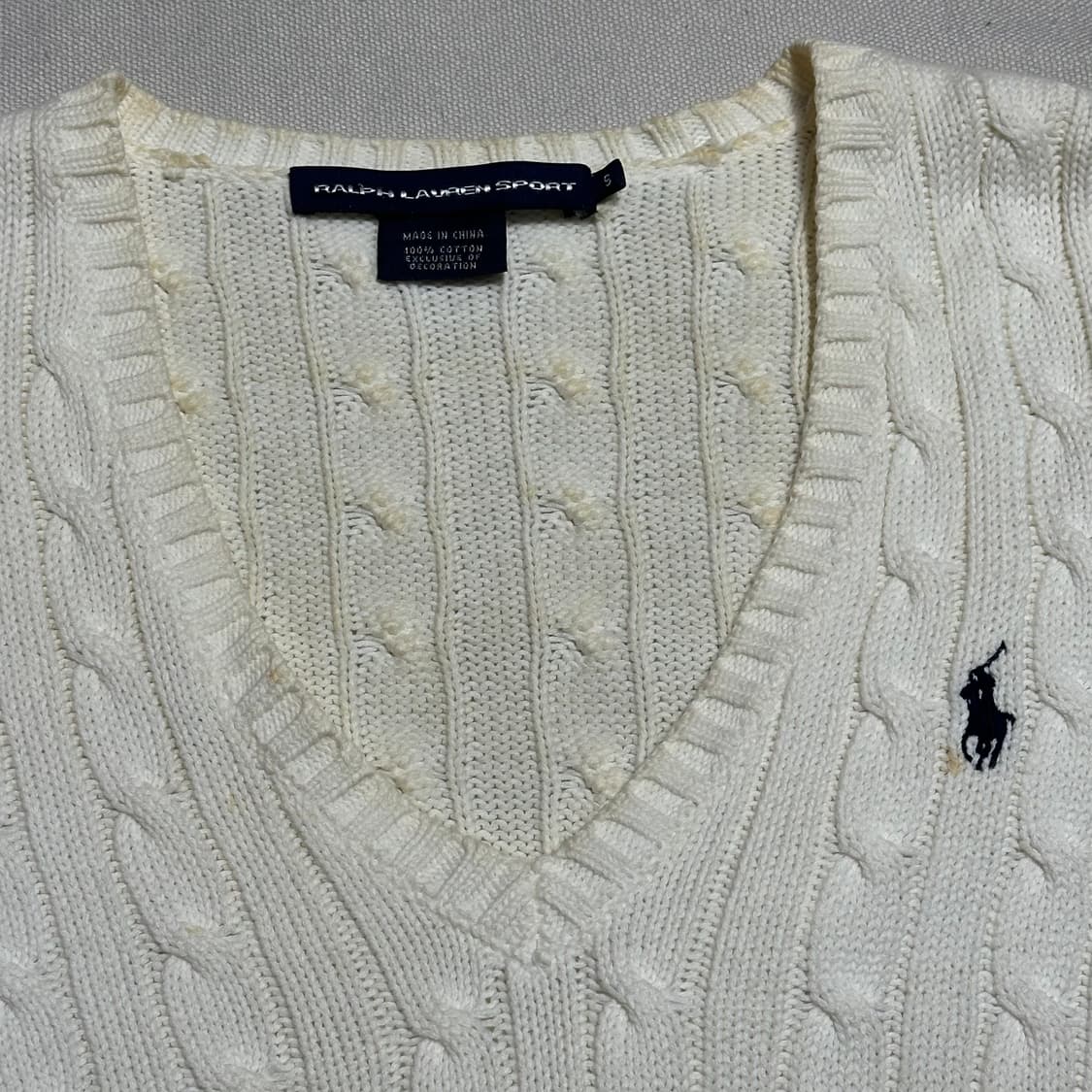 Polo Ralph Lauren 여성용 케이블 브이넥 화이트 니트 상품이미지5