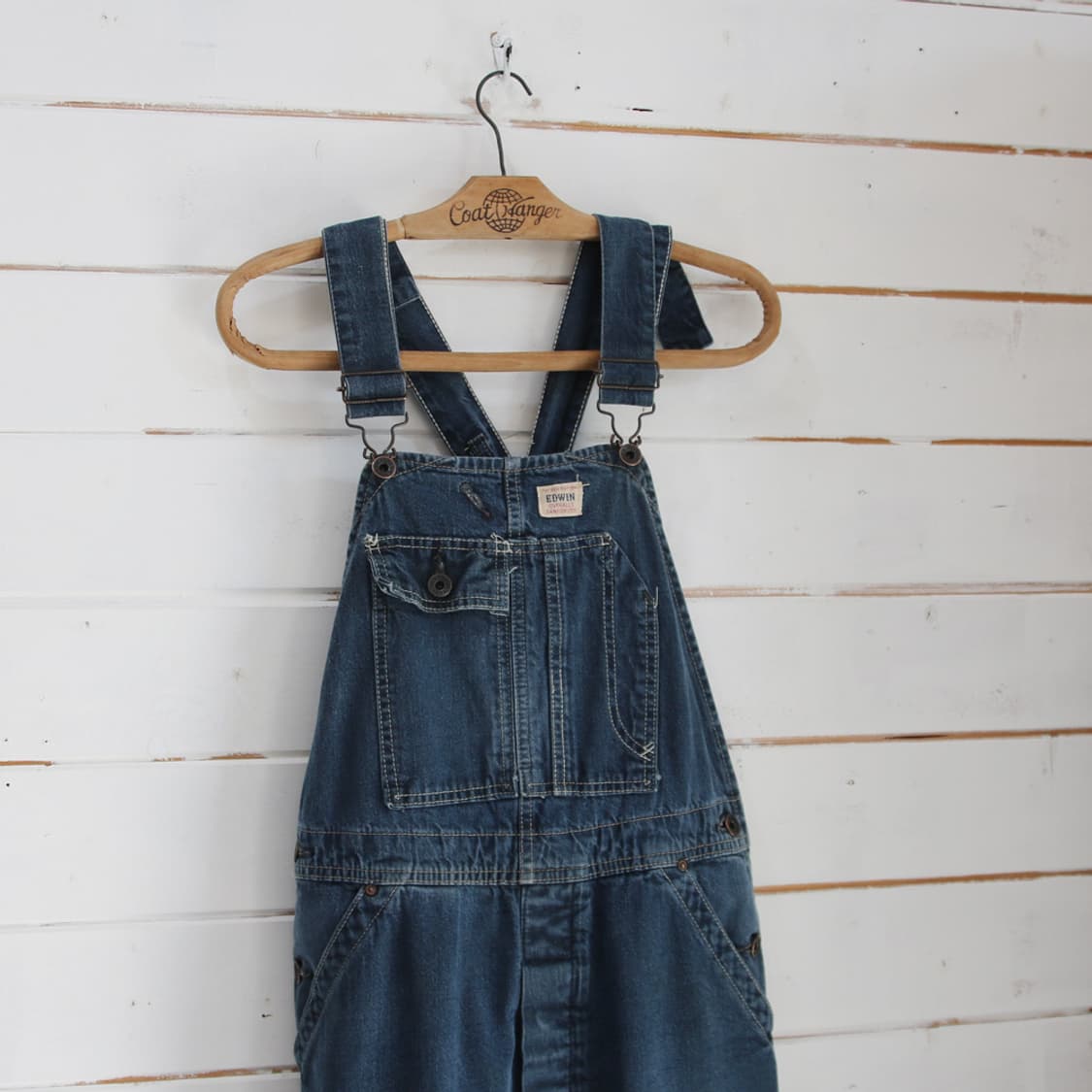 (착용컷) EDWIN 신치백 데님 오버롤 팬츠 (남성용) 상품이미지1