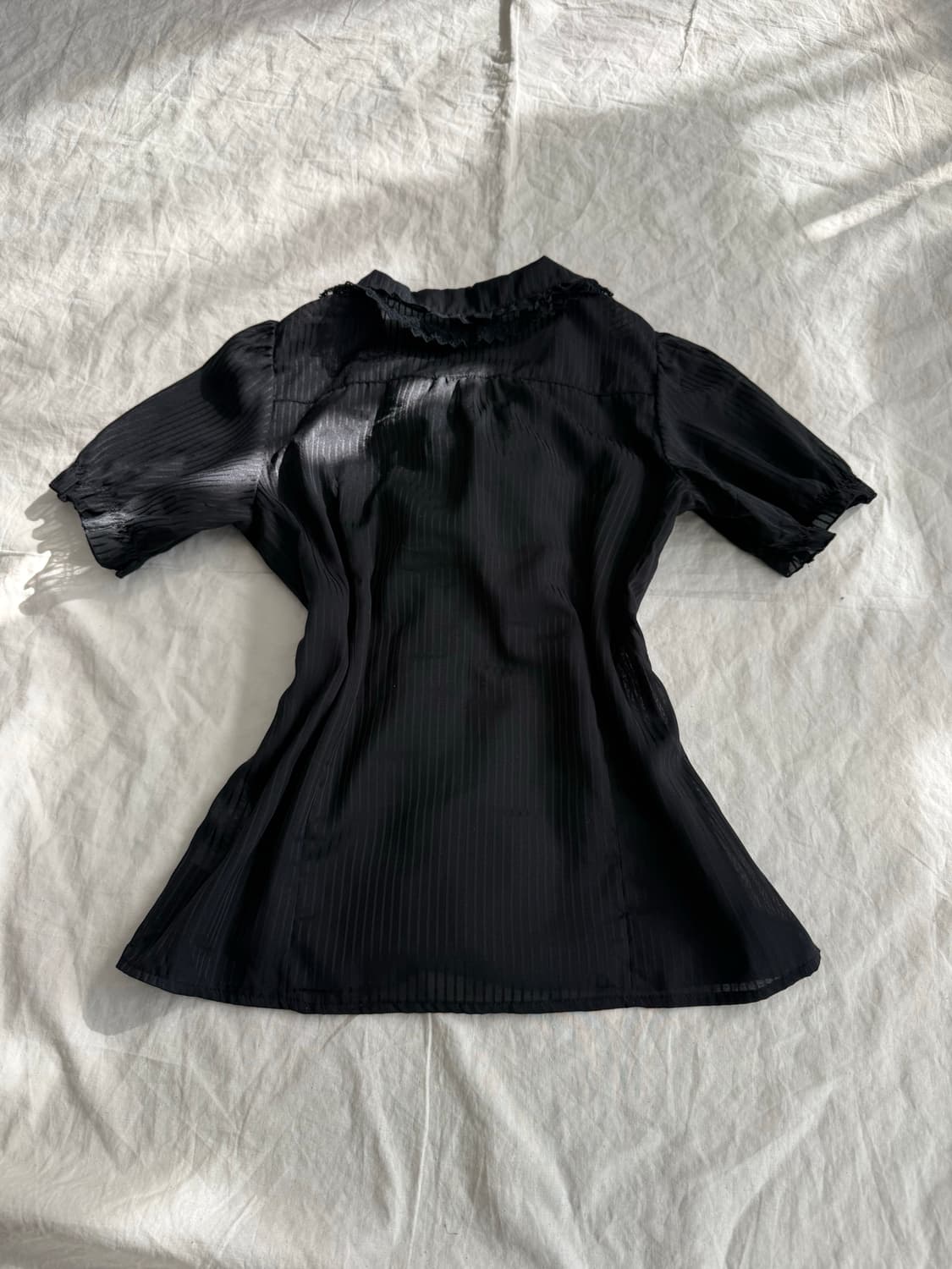 엑시즈팜 고스로리 공겜여주 리본 블랙 시스루 블라우스 상품이미지6