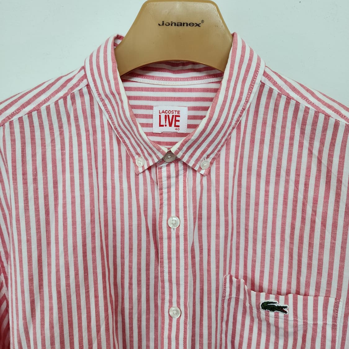 라코스테 라이브 셔츠 핑크 스트라이프 상품이미지2