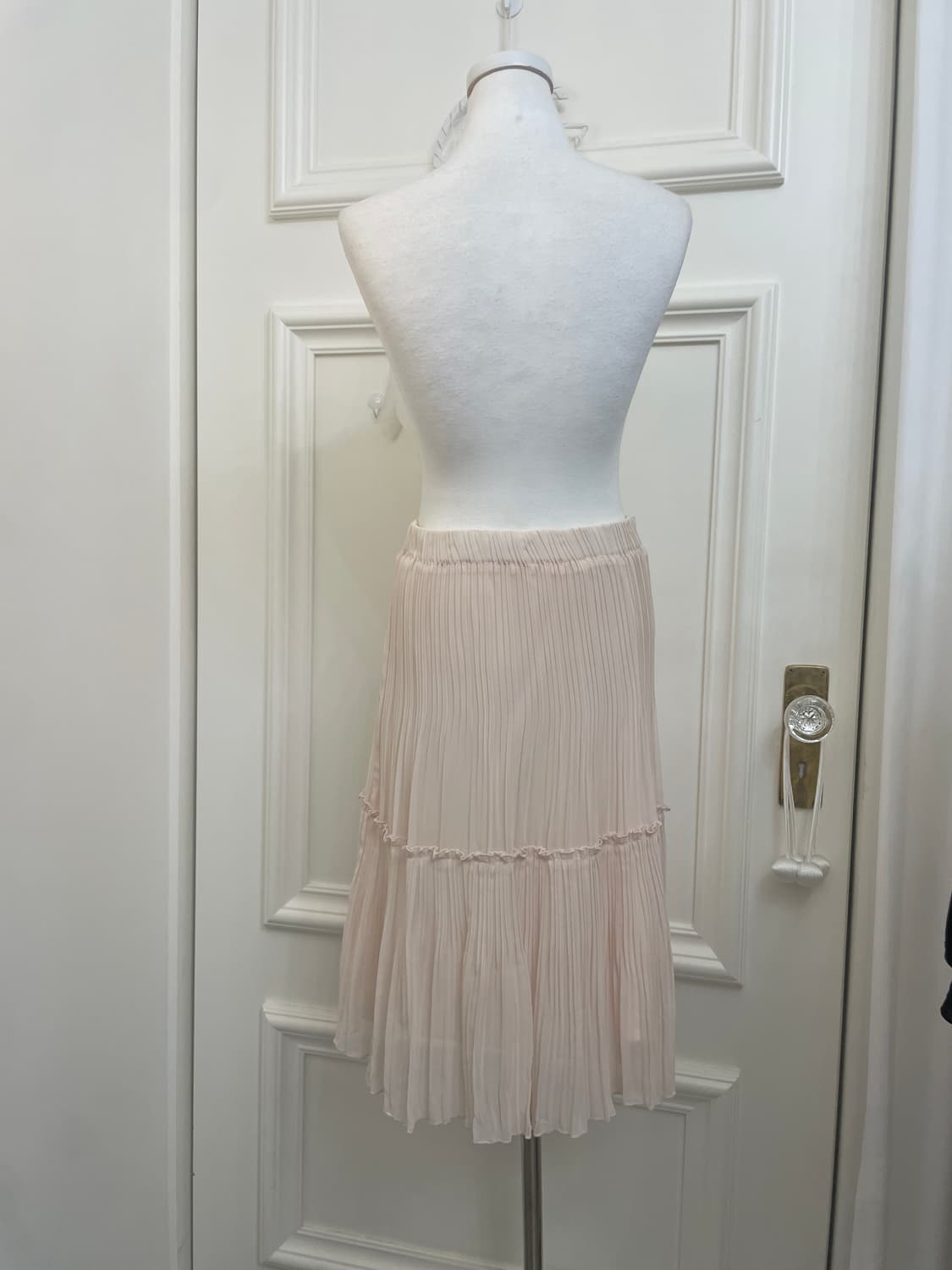 sheer salmon pleats banding skirt 상품이미지3
