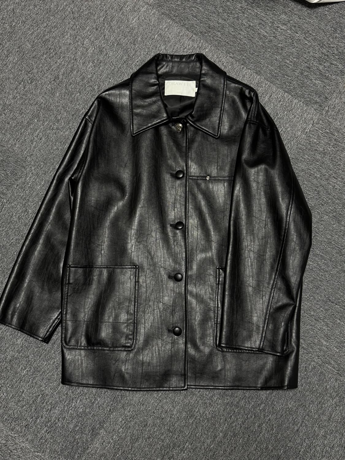 드로우핏우먼 버튼 레더 하프 자켓 [BLACK] S 상품이미지3