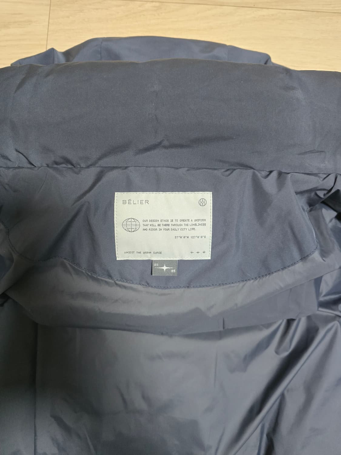 벨리에 크로스라인 후디드 구스 다운 미드나잇 그레이 3사이즈 상품이미지8