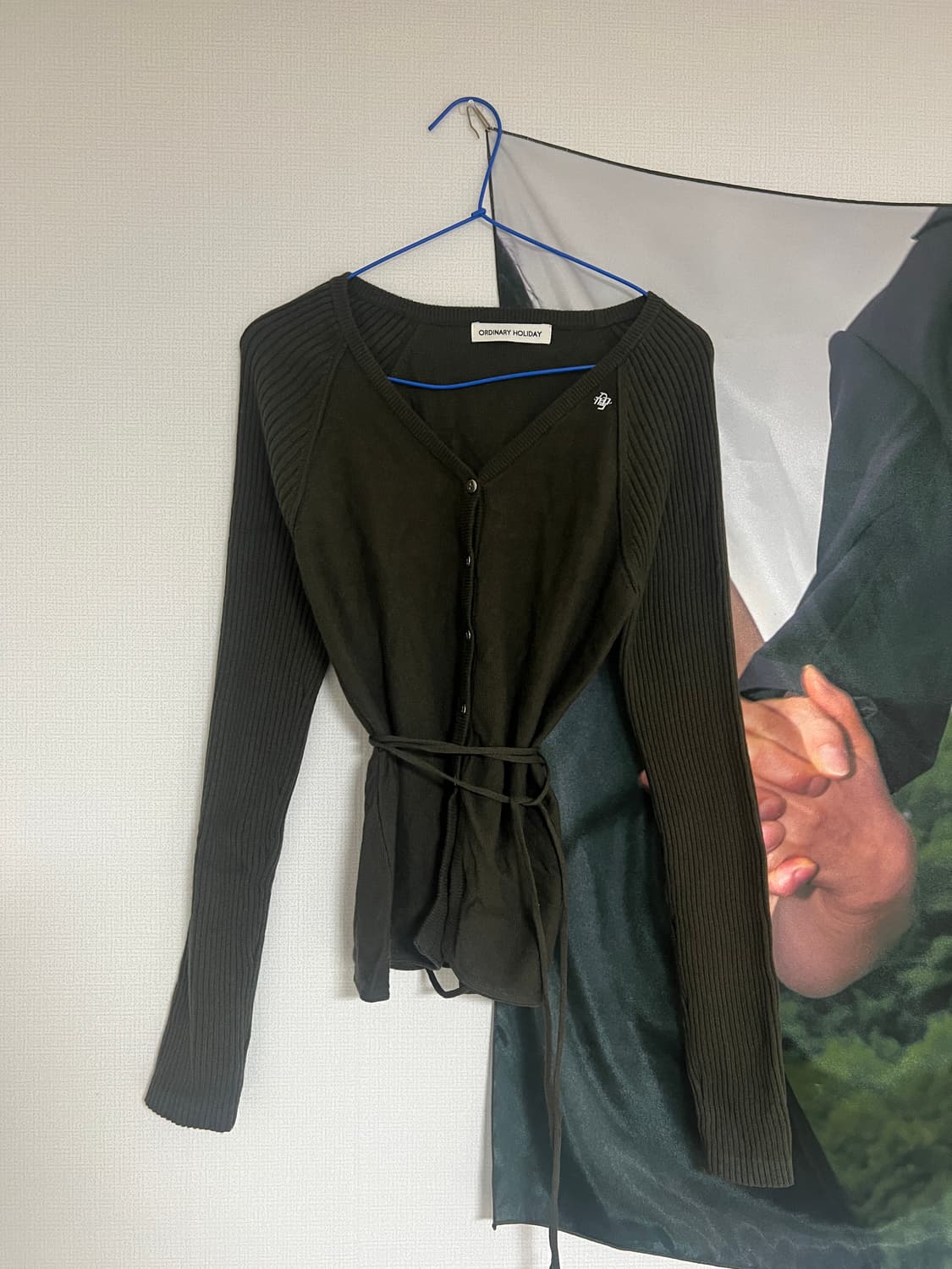 새상품 오디너리홀리데이 앙고라 브이넥 가디건 카키 상품이미지8