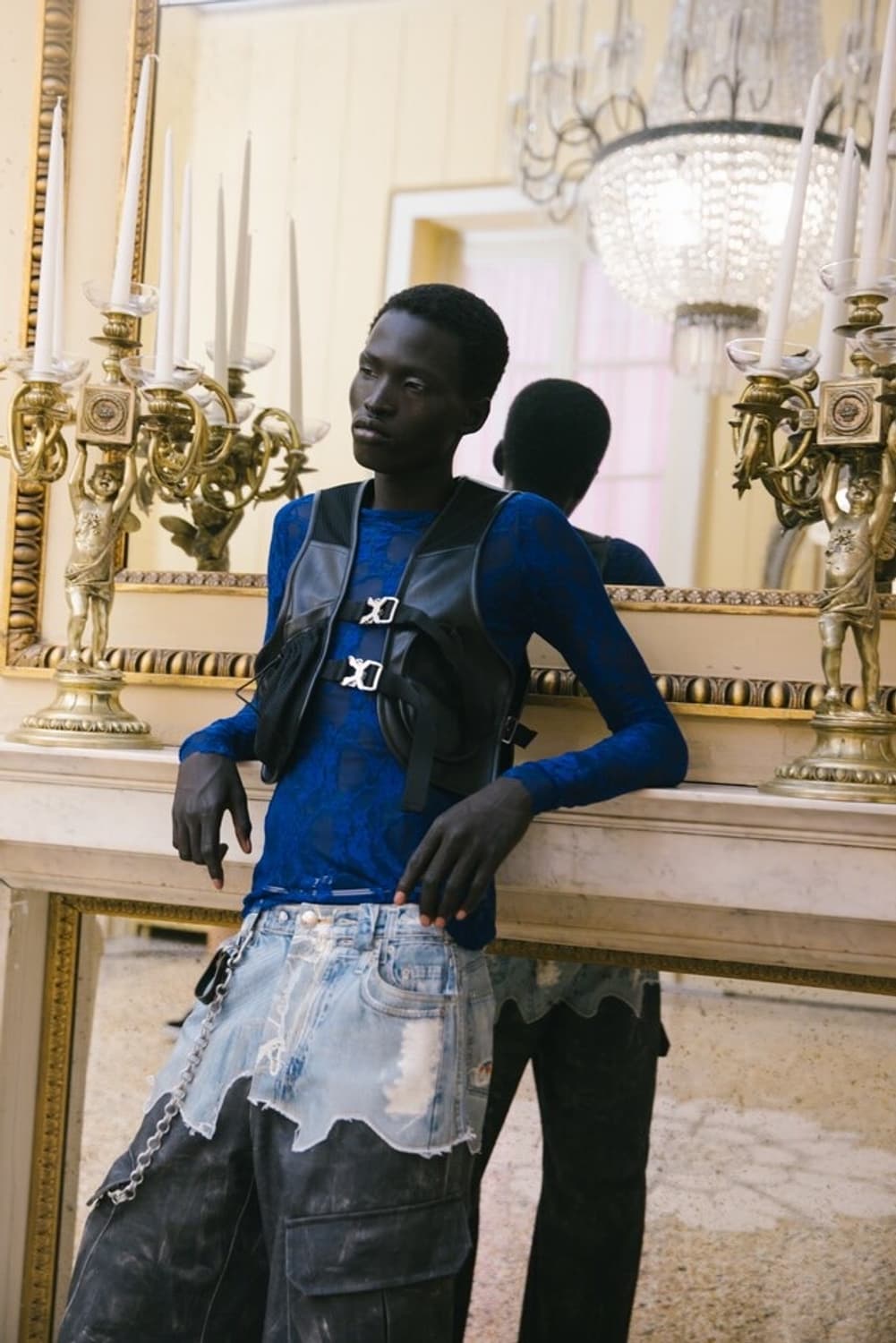 앤더슨벨 포데님 & 스크레치 레더 프린트 카고 팬츠 32 상품이미지2