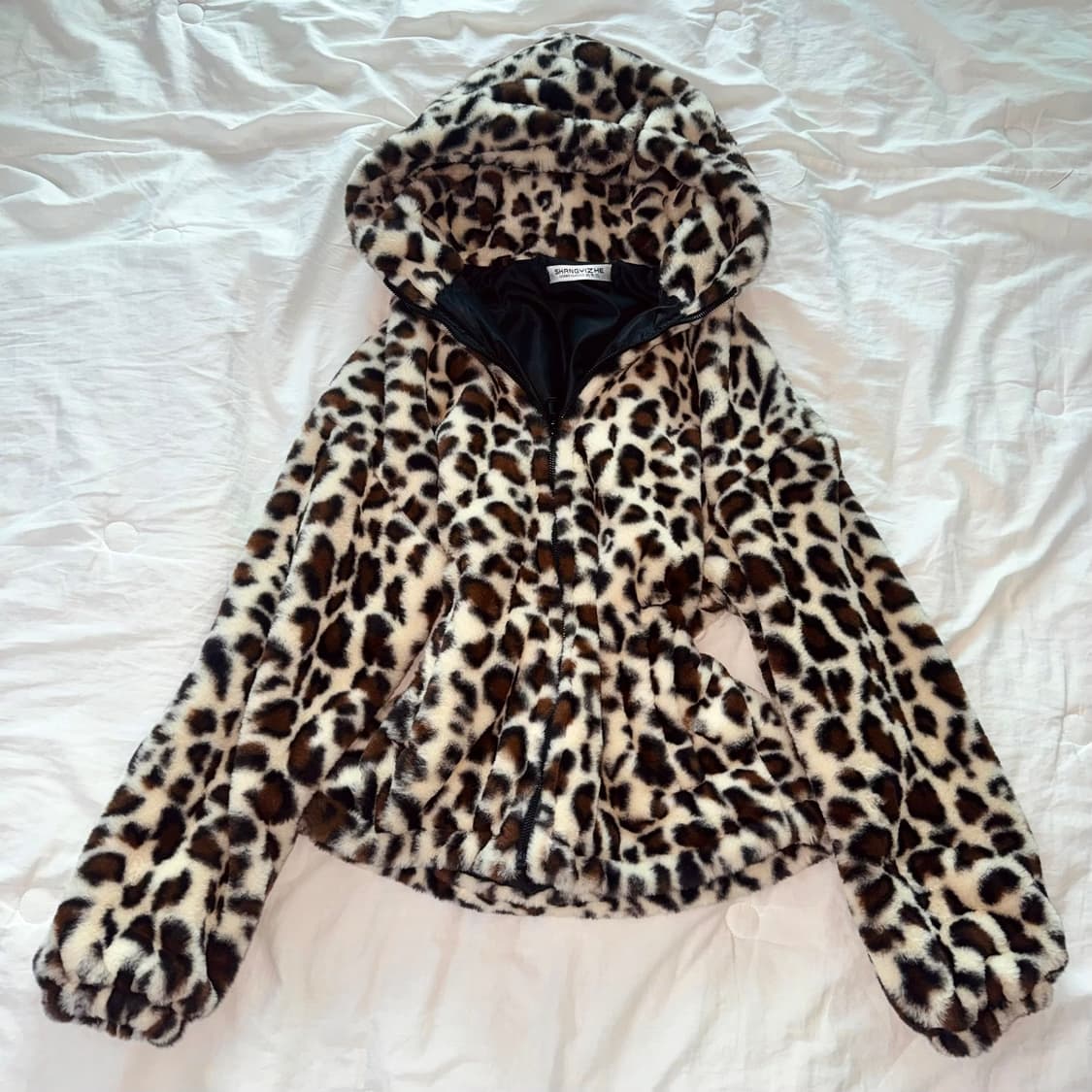 호피무늬 퍼 후드집업 빈티지 오네갸루 y2k 로리타 라떼갸루 퍼자켓 펑크 상품이미지2