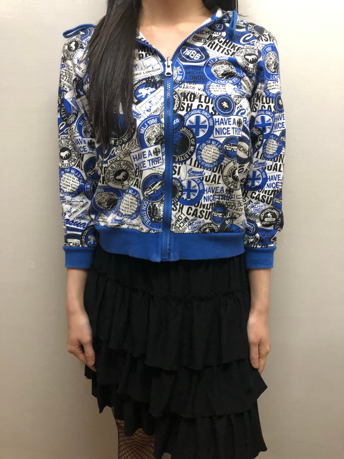 빈티지 미치코런던 블루 펑크 후드집업 상품이미지1