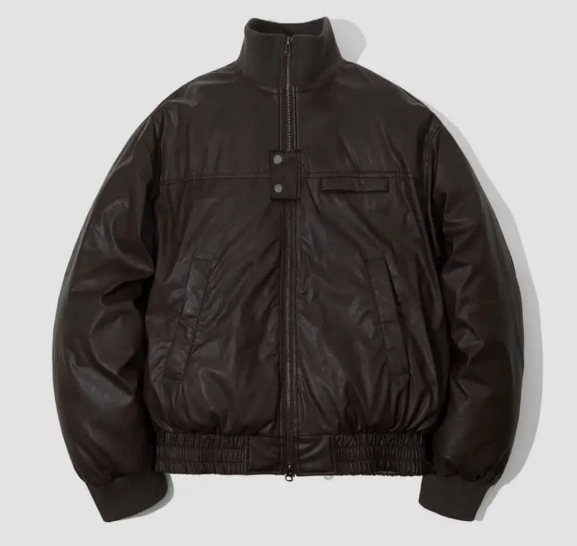 세컨모놀로그 레더 터틀넥 봄버 푸퍼 패딩 [BROWN] M 상품이미지1