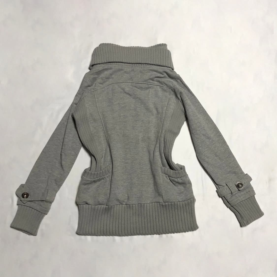리브 버튼 후드 집업 그레이 상품이미지3