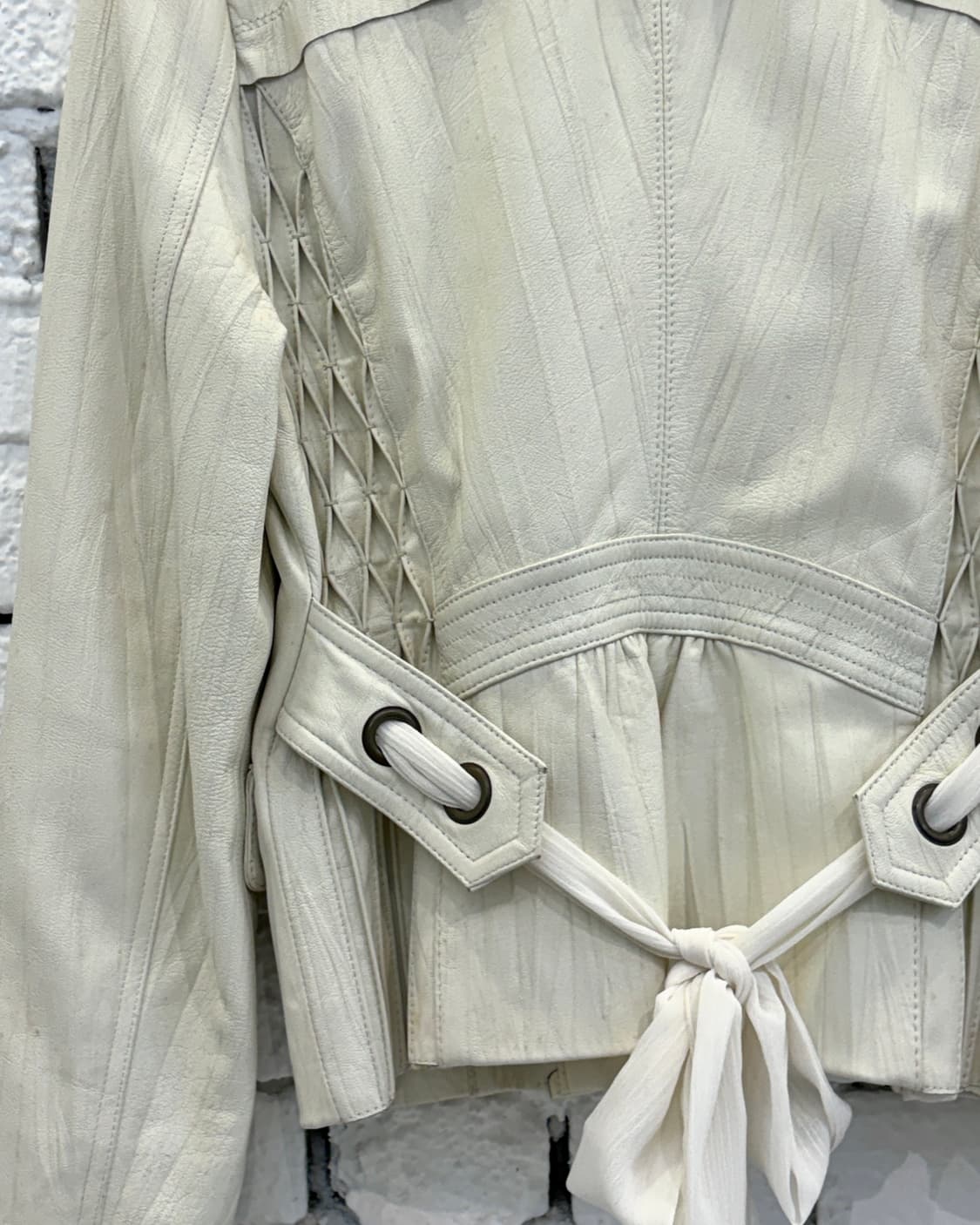 Detachable Ruffle Trim Leather Jacket 상품이미지8