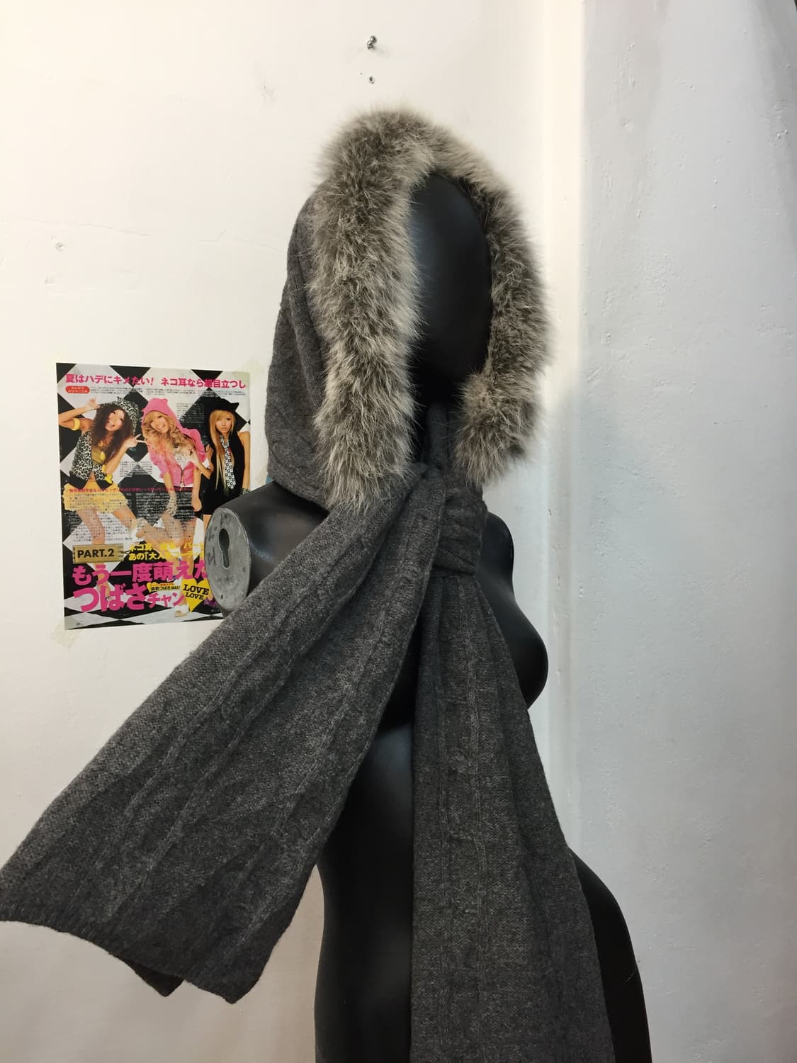 빈티지 퍼 후드 머플러 상품이미지1