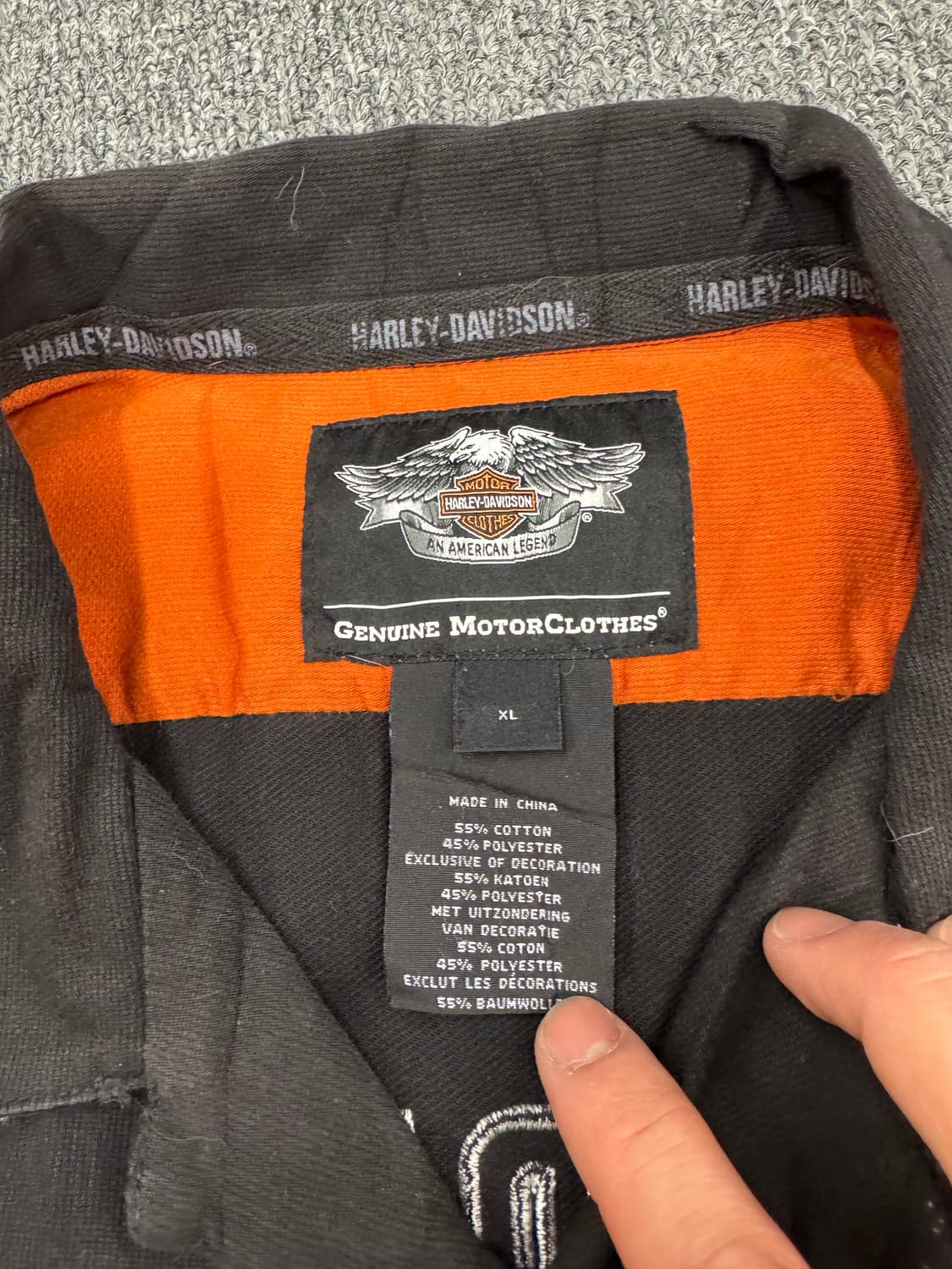 XL)할리데이비슨 빈티지 코듀로이 자수 로고 반팔 셔츠 상품이미지4