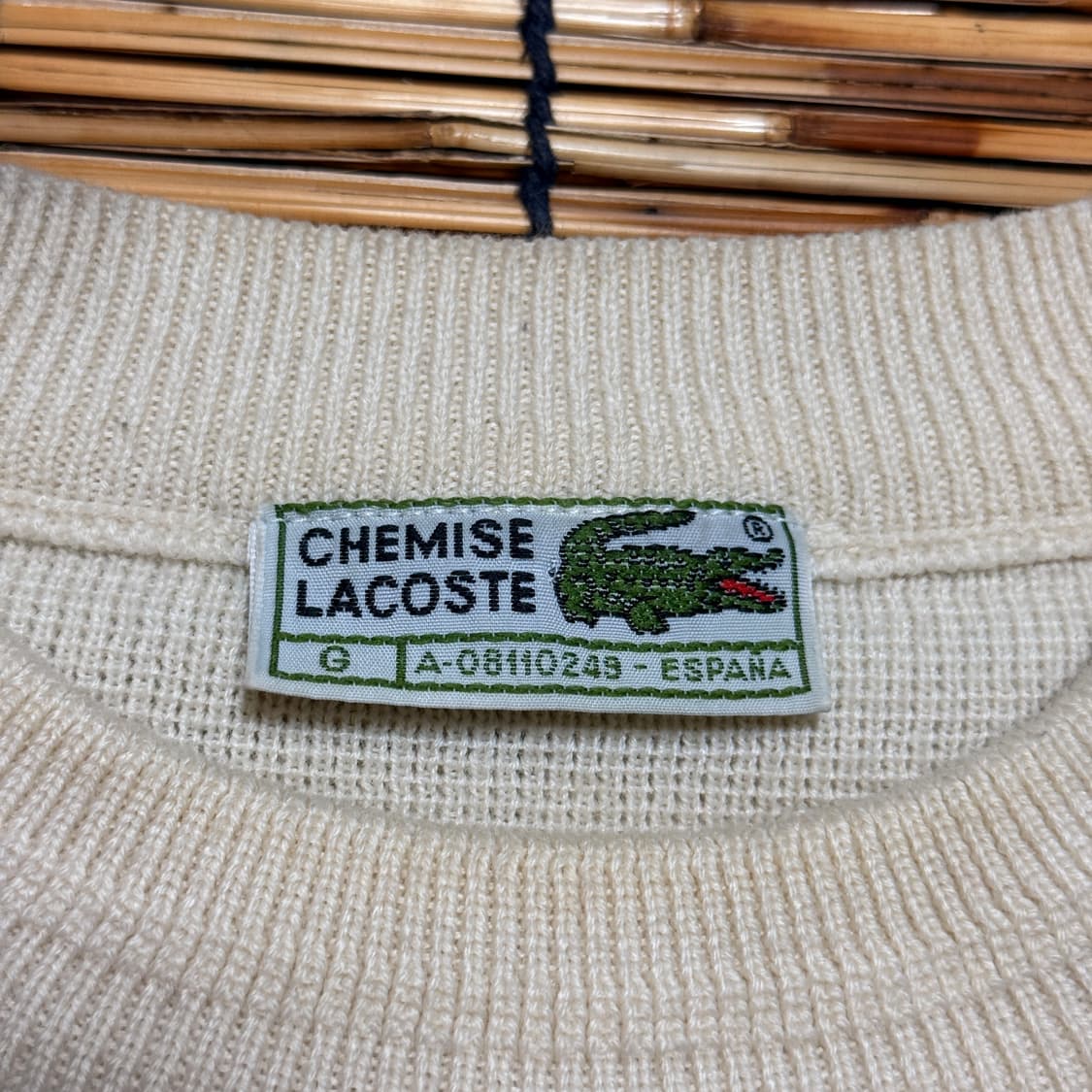 90년대 라코스테 아이보리 아가일 패턴 스페인제 니트 L 상품이미지6