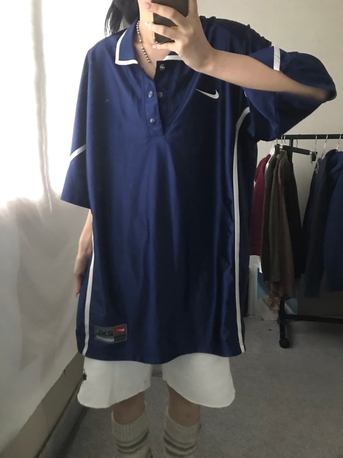 나이키 00s 네이비 새틴 반팔티셔츠 상품이미지6