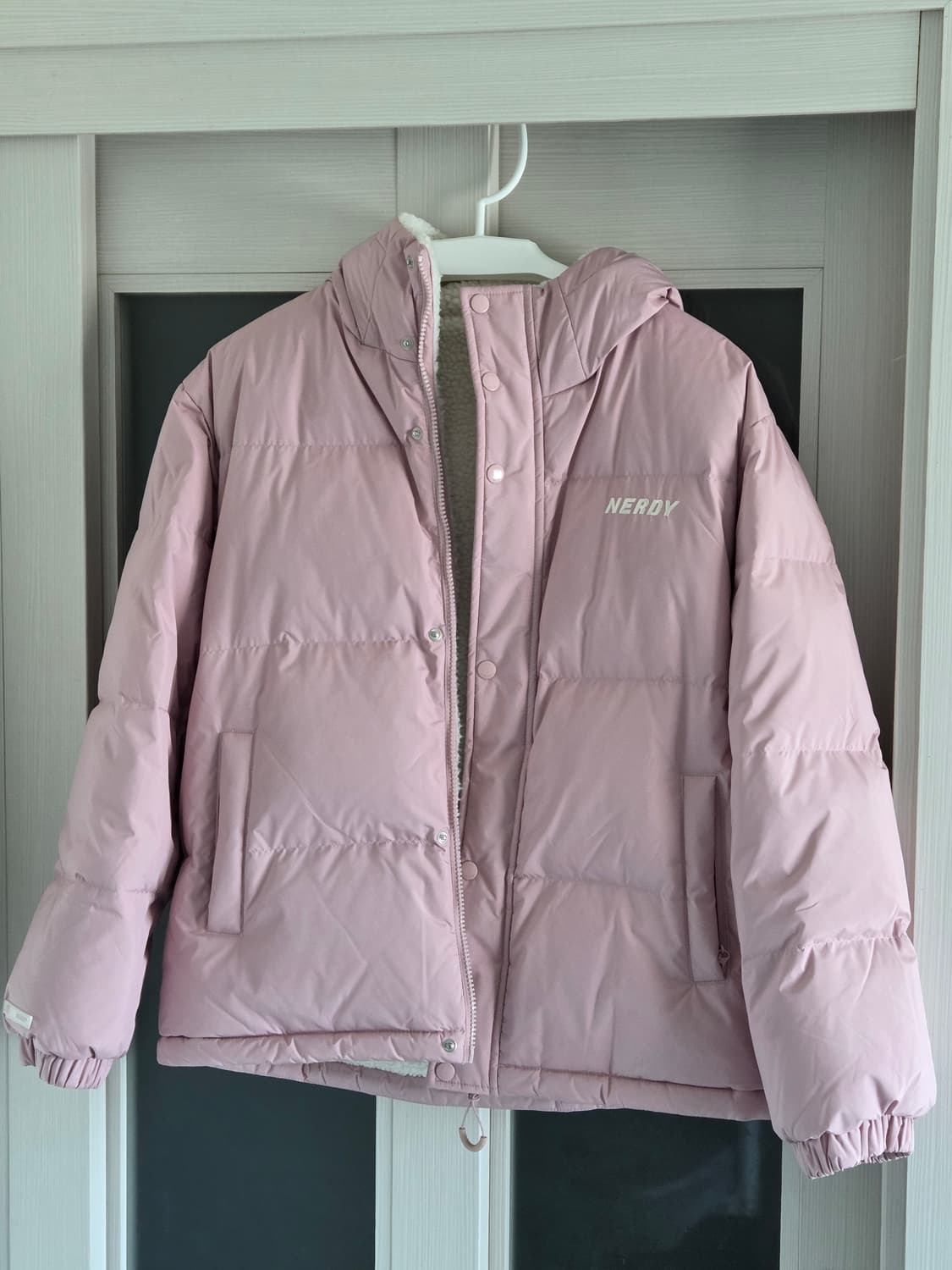 널디 리버시블 플리스 다운 자켓 핑크 상품이미지3