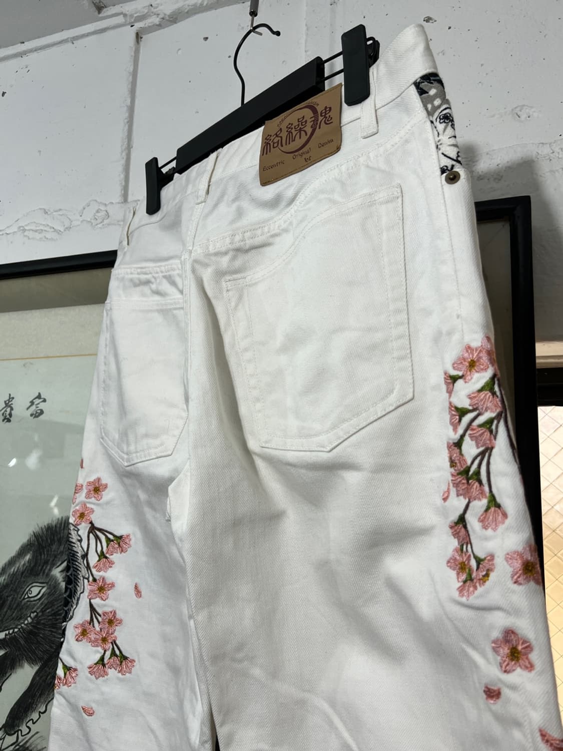 카라쿠리 타마시  Koi x Flower 자수 코튼 팬츠 상품이미지7