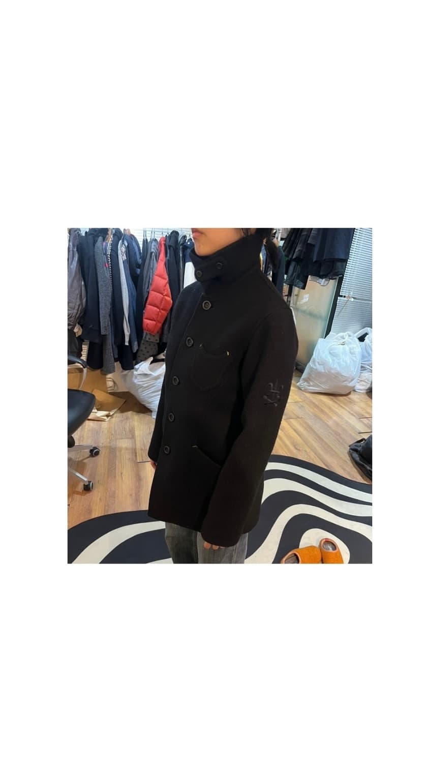 Vintage (maede in japan) 옐로우 스티치 하이넥 울자켓 상품이미지1