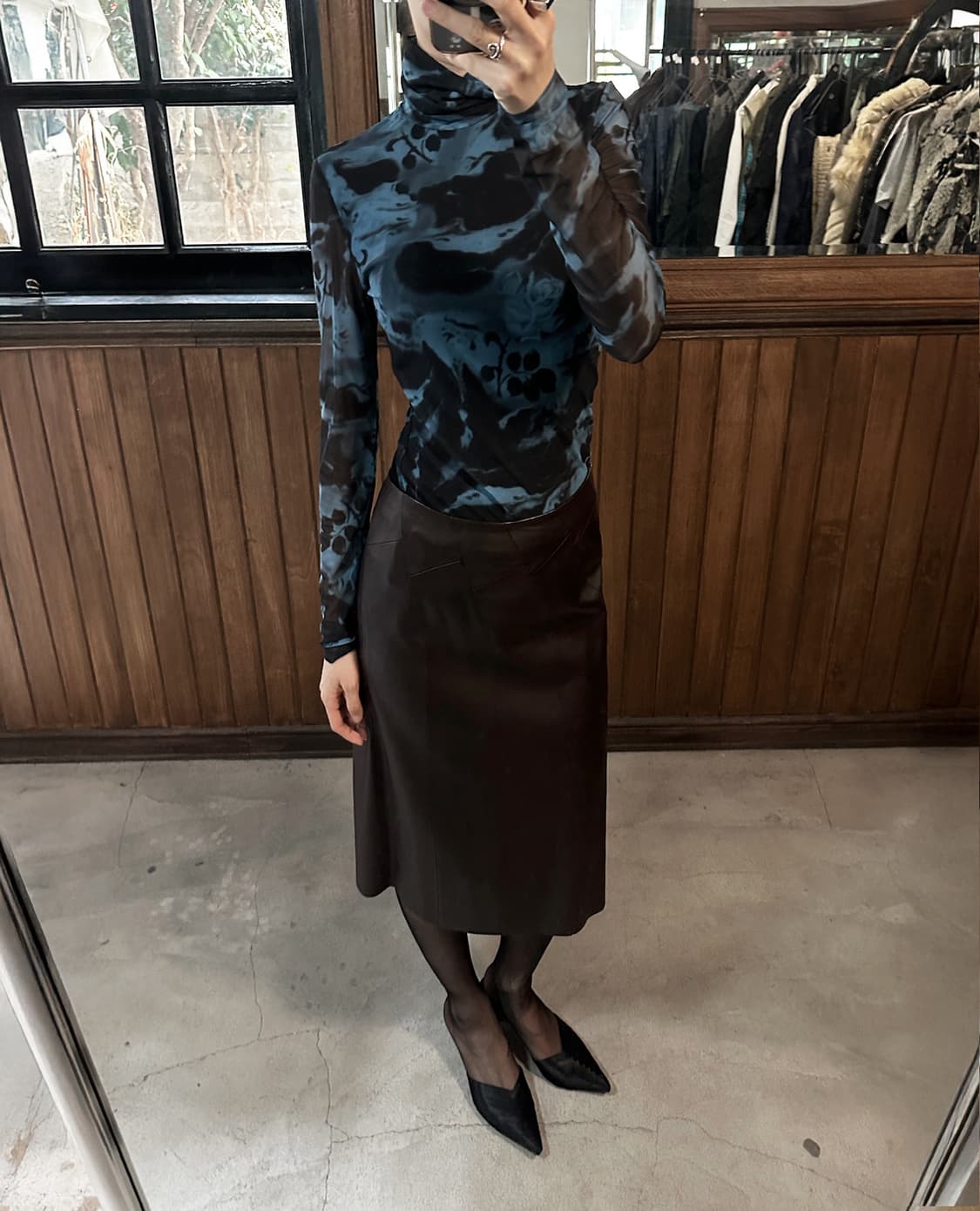 GANNI printed mesh turtleneck 상품이미지3