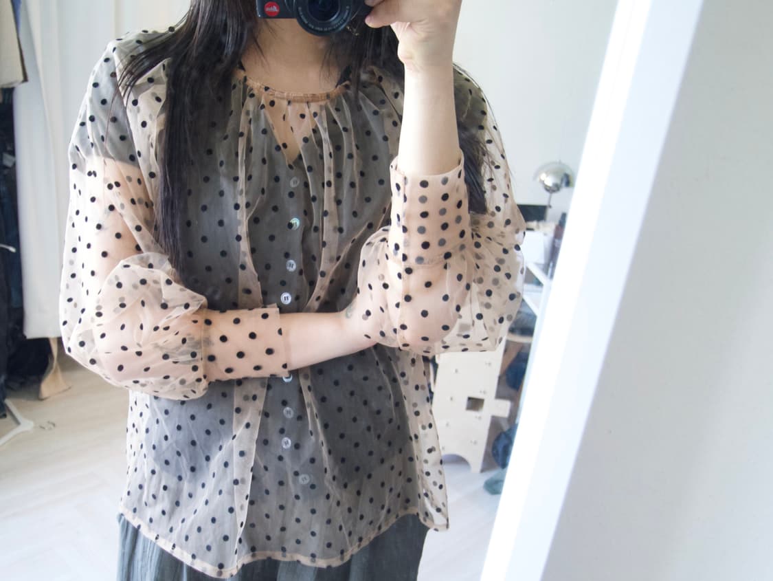 dot pattern see-through blouse 상품이미지6
