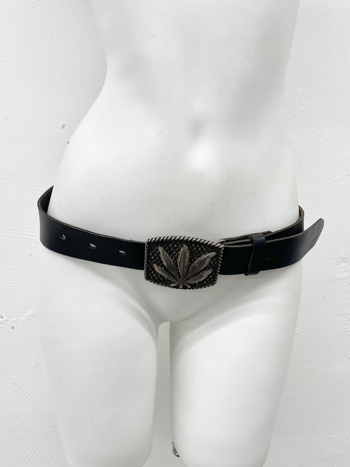 마리화나 메탈 리얼레더 버클 벨트 상품이미지1