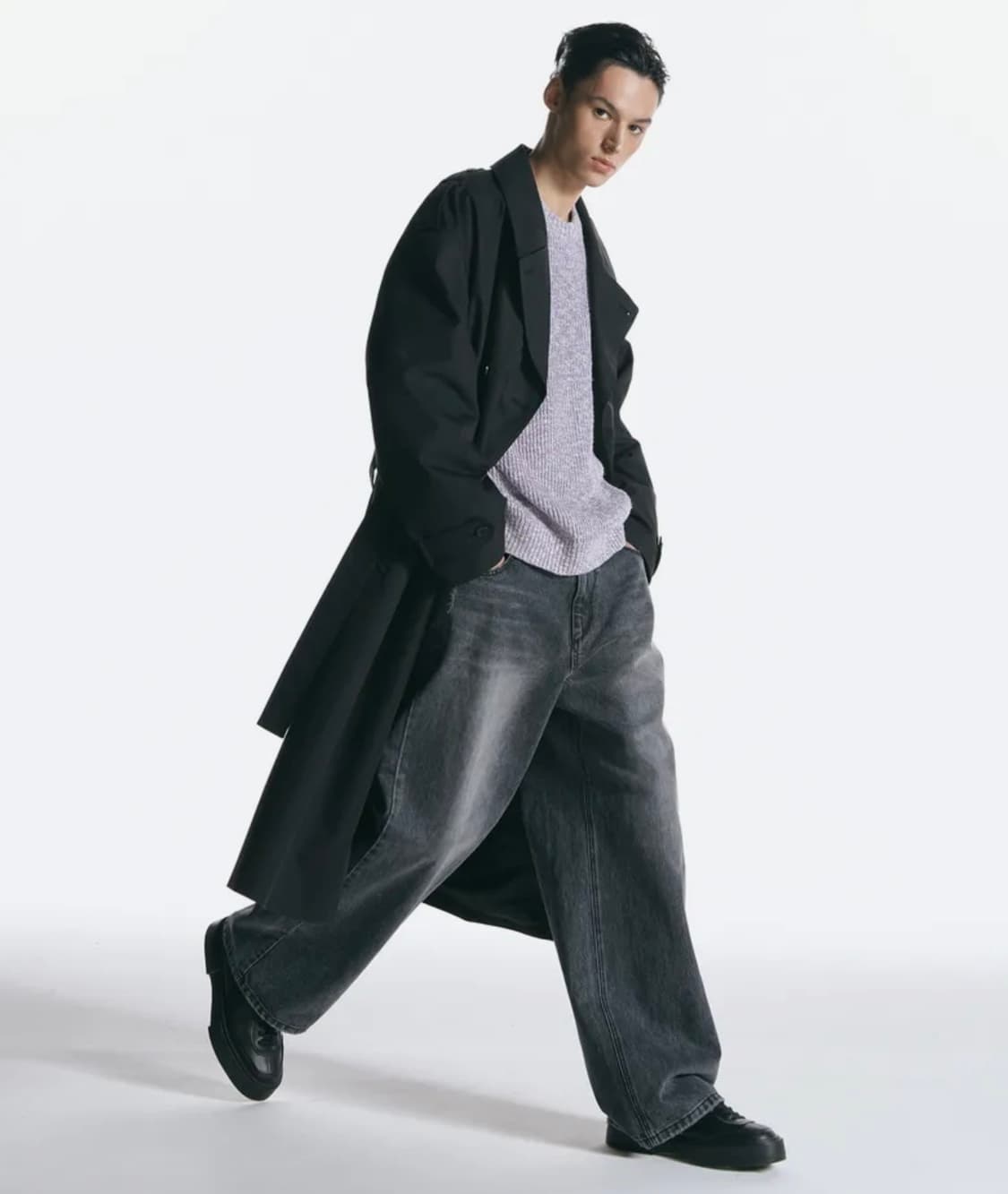 인사일런스 CALIK 로우 웨이스트 와이드 진 ASH GREY 상품이미지4