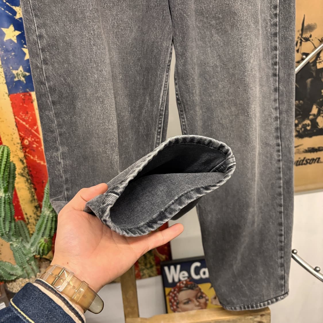 00s 리바이스 실버탭 루즈핏 흑청 보더데님팬츠 N187 상품이미지4