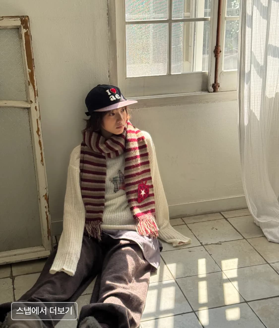 aeae STRIPE TASSEL MUFFLER [BURGUNDY] 상품이미지2