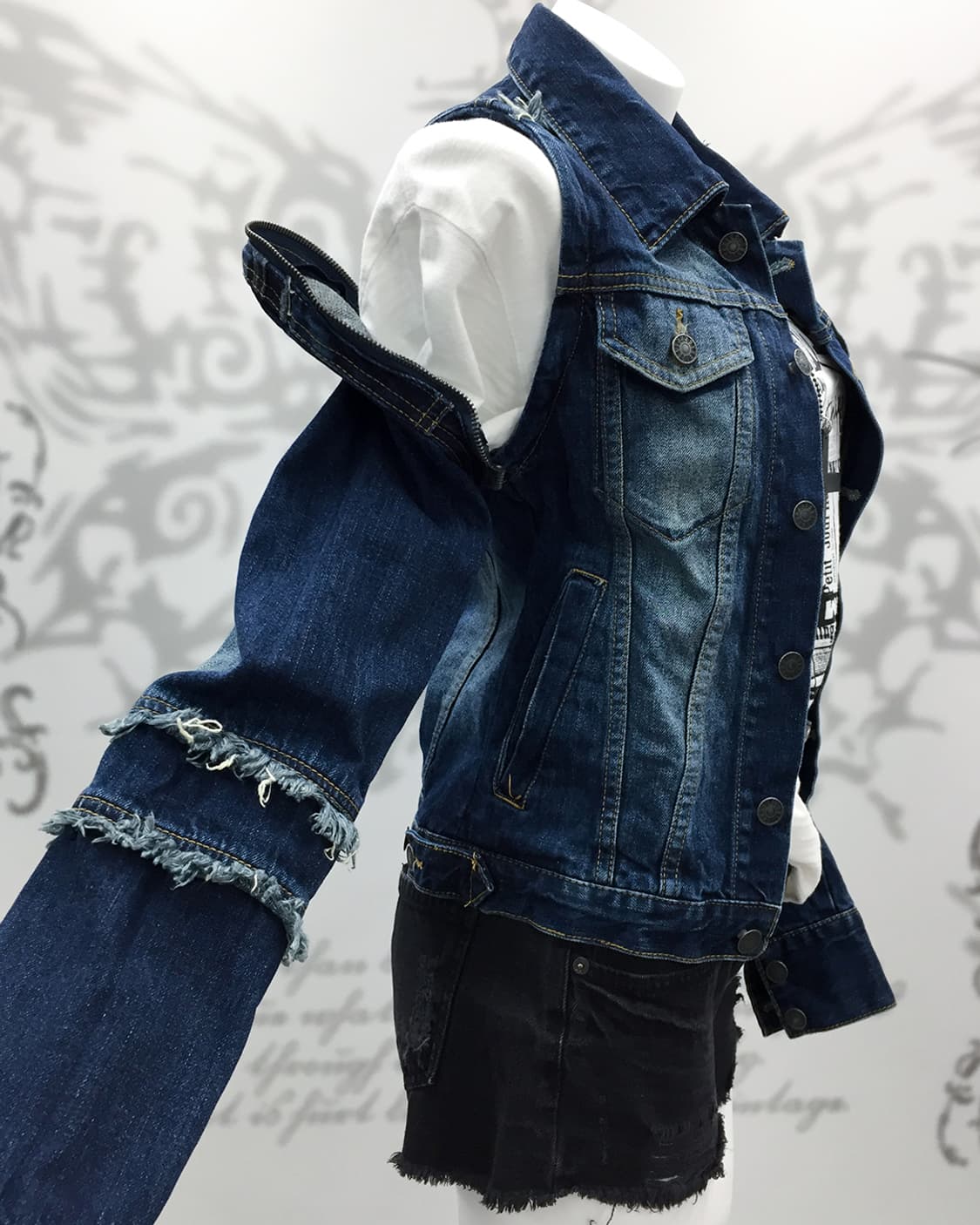 Grunge denim Covertible Jacket 상품이미지3