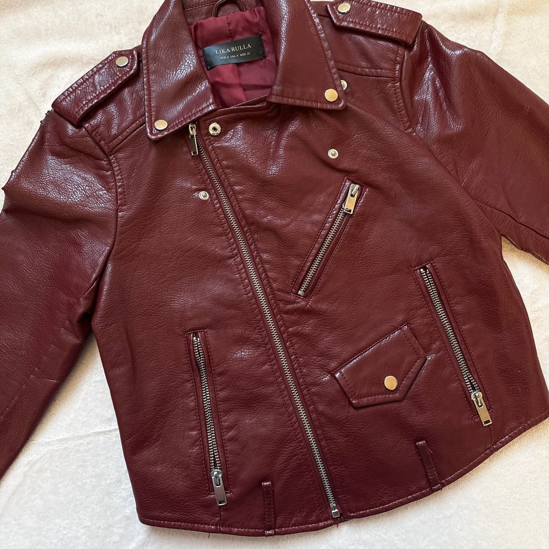 Lika Rulla 리카루라 버건디 라이더 가죽 자켓 상품이미지6