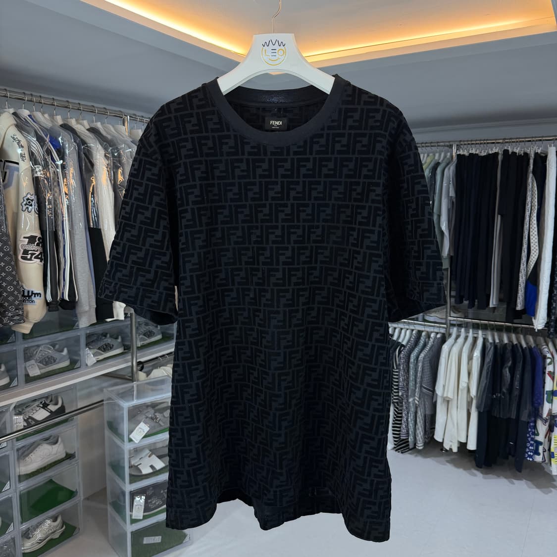 [리오브] 펜디 FF 풀 모티프 코튼 피케 크루넥 반팔 상품이미지1