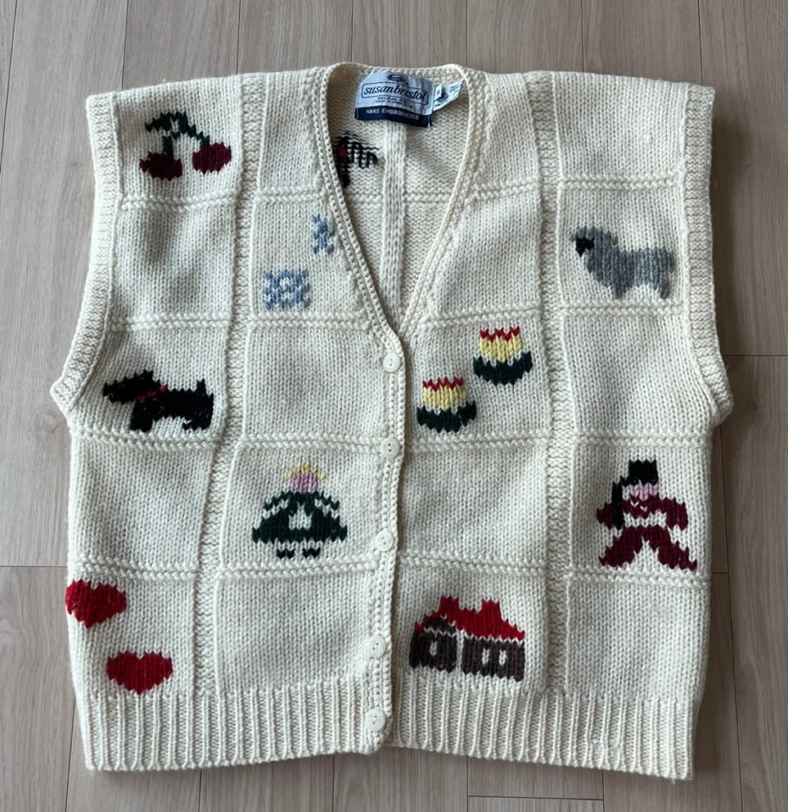 Susan bristol 핸드메이드 자수 니트 조끼 상품이미지1