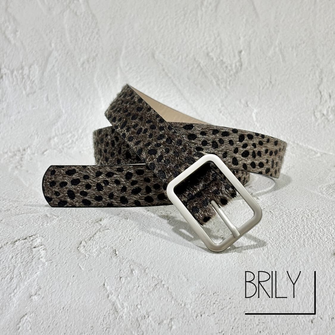 [Unisex] PONY 달마시안 레오파드 호피 송치털 가죽 벨트 크림 상품이미지8