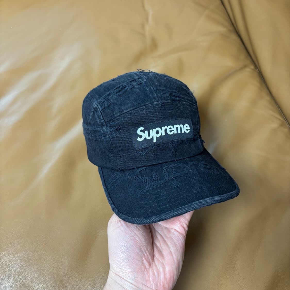 Supreme 슈프림 프레이드 데님 블랙 캠프캡 모자 상품이미지3