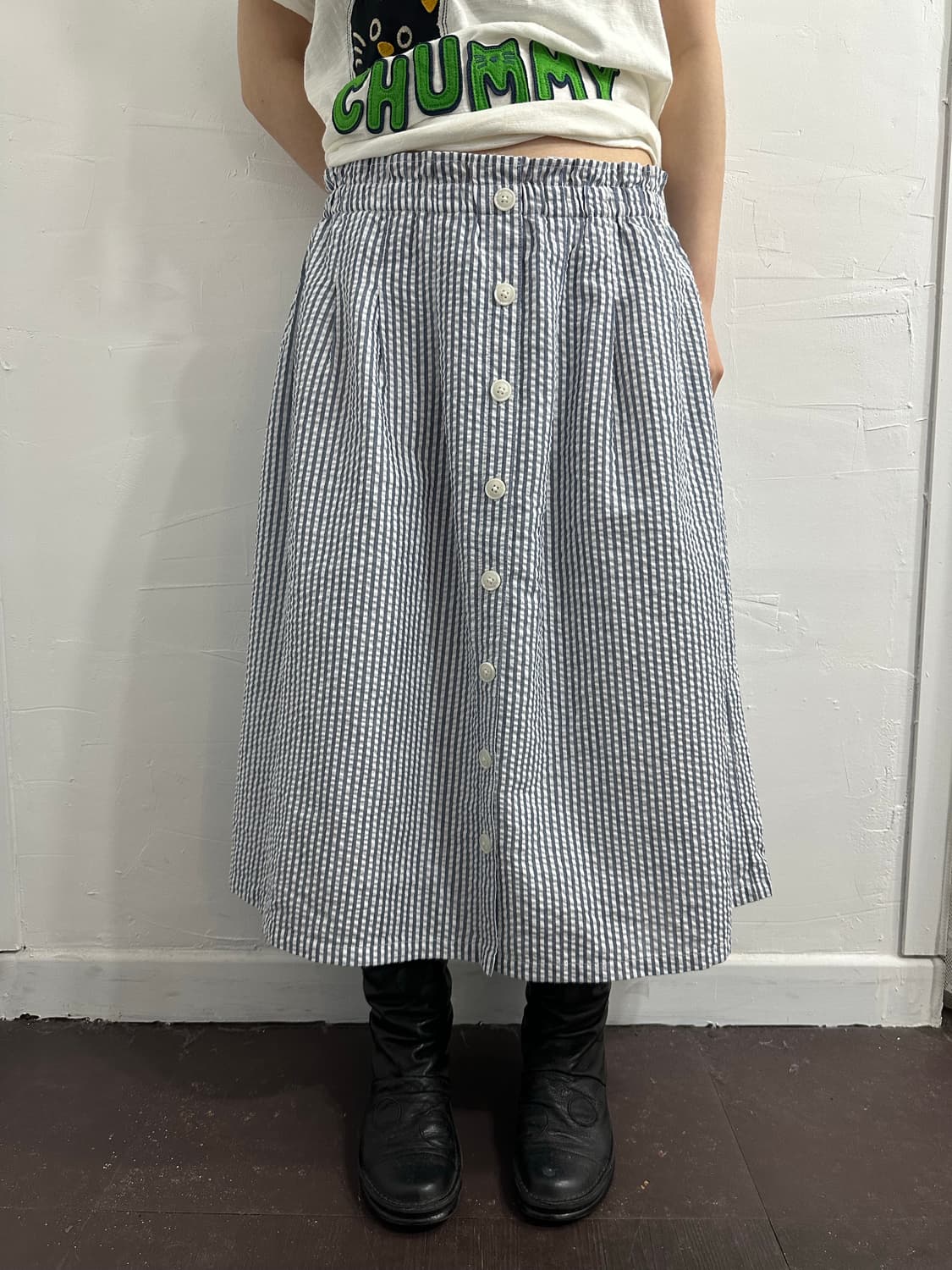 button stripe skirt 상품이미지1