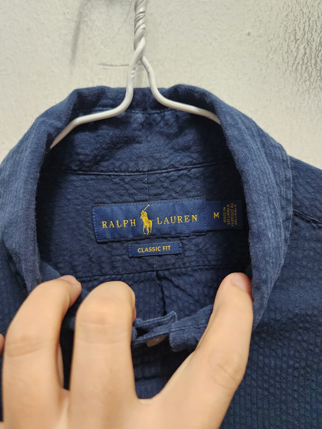 폴로 시어서커 클래식핏 네이비 셔츠 상품이미지4