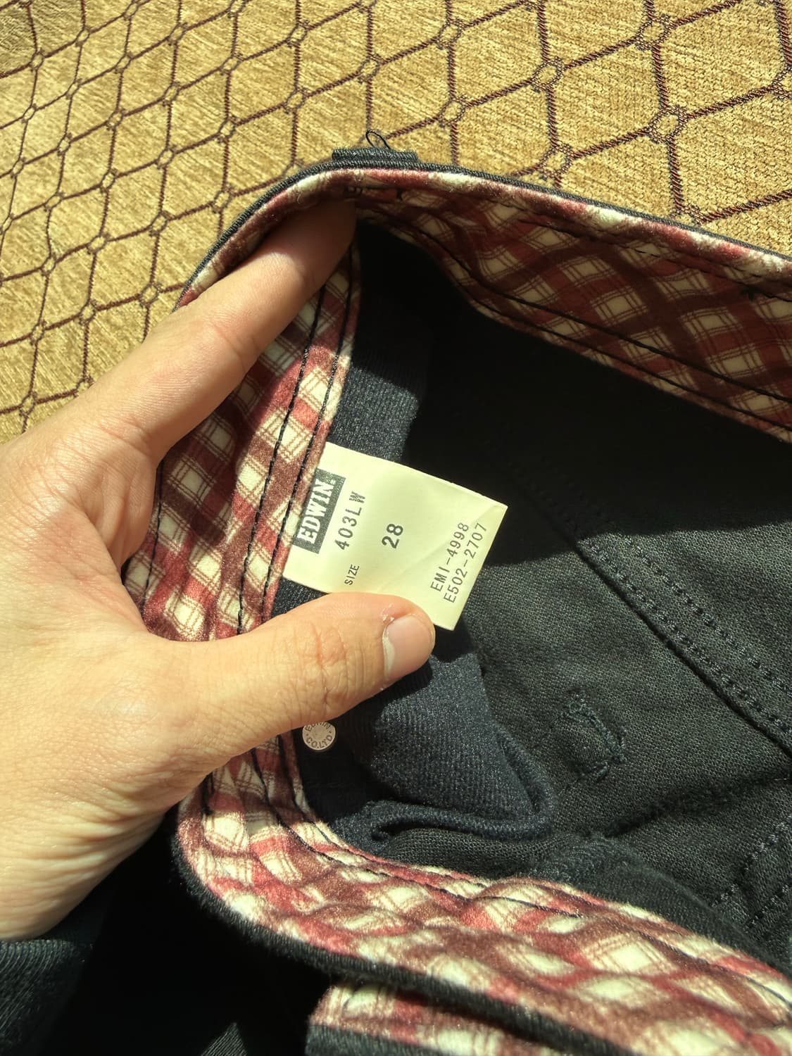 Edwin 레드 체크 블랙진 상품이미지2