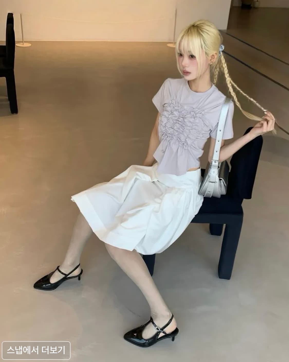 플레어업 드레이프 미디 스커트 화이트 size1 상품이미지8