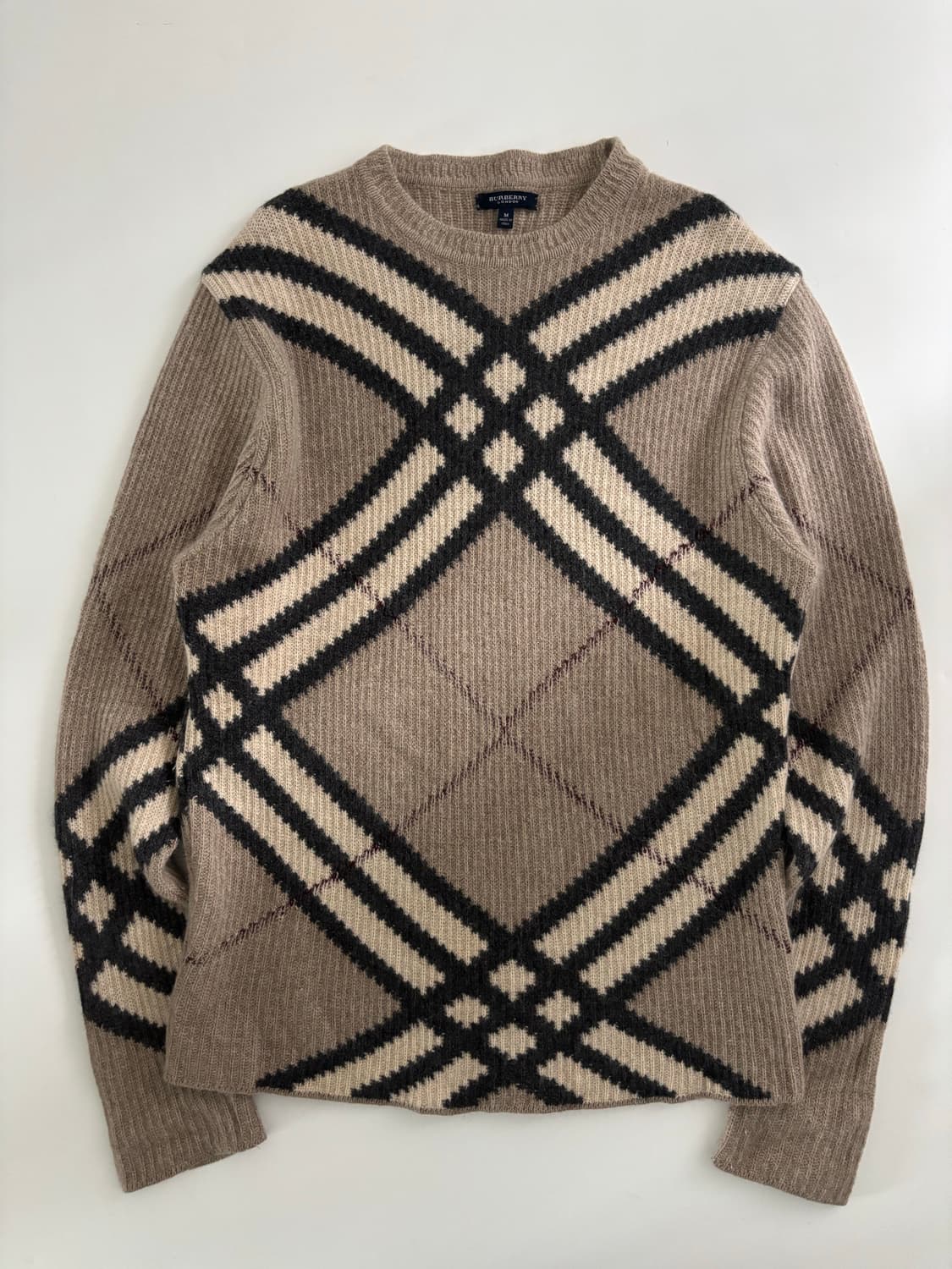 Burberry 버버리 아가일 노바체크 울 크루넥 니트 상품이미지1