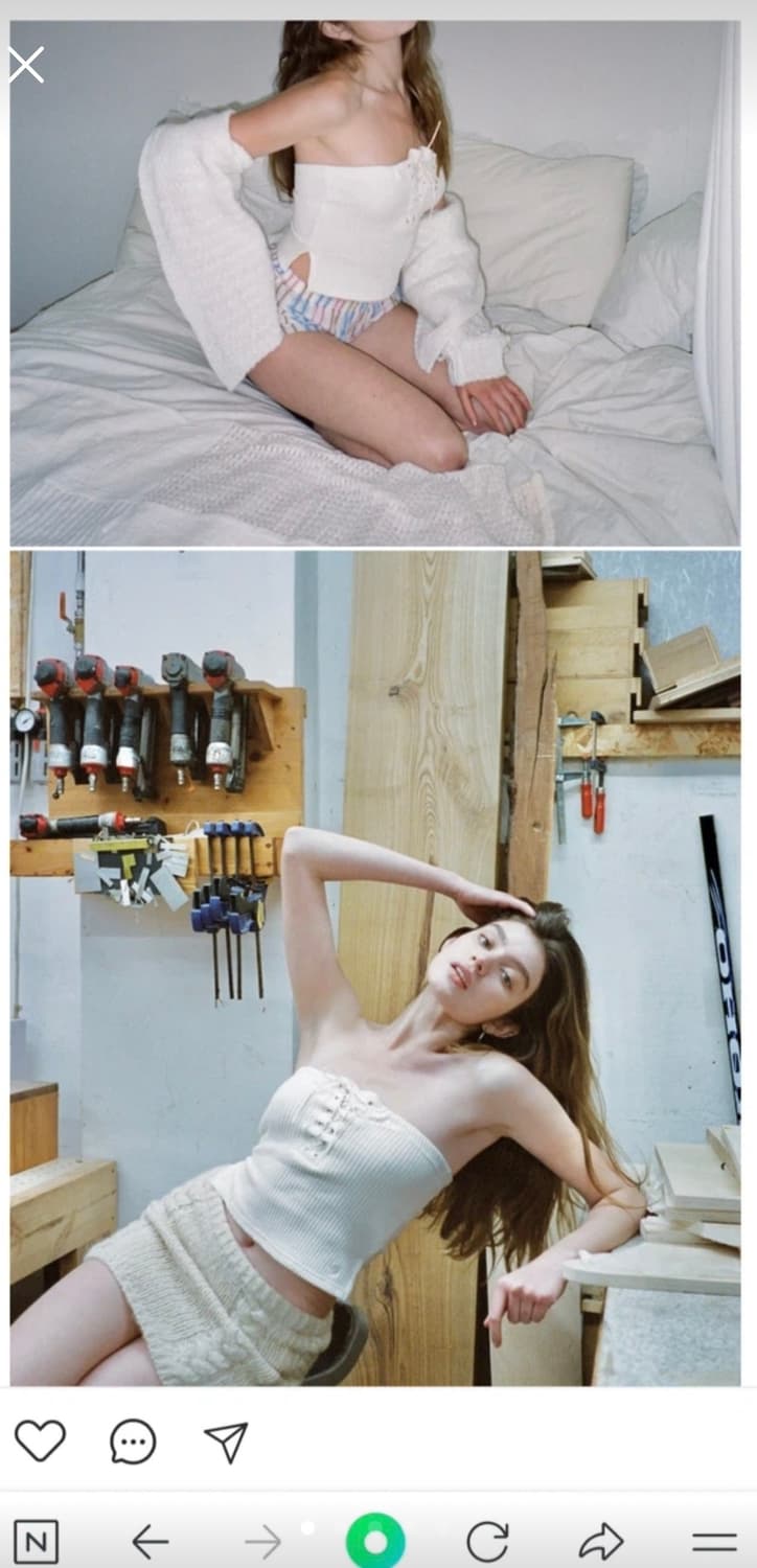 글로니 아이보리 니트 튜브탑 상품이미지1