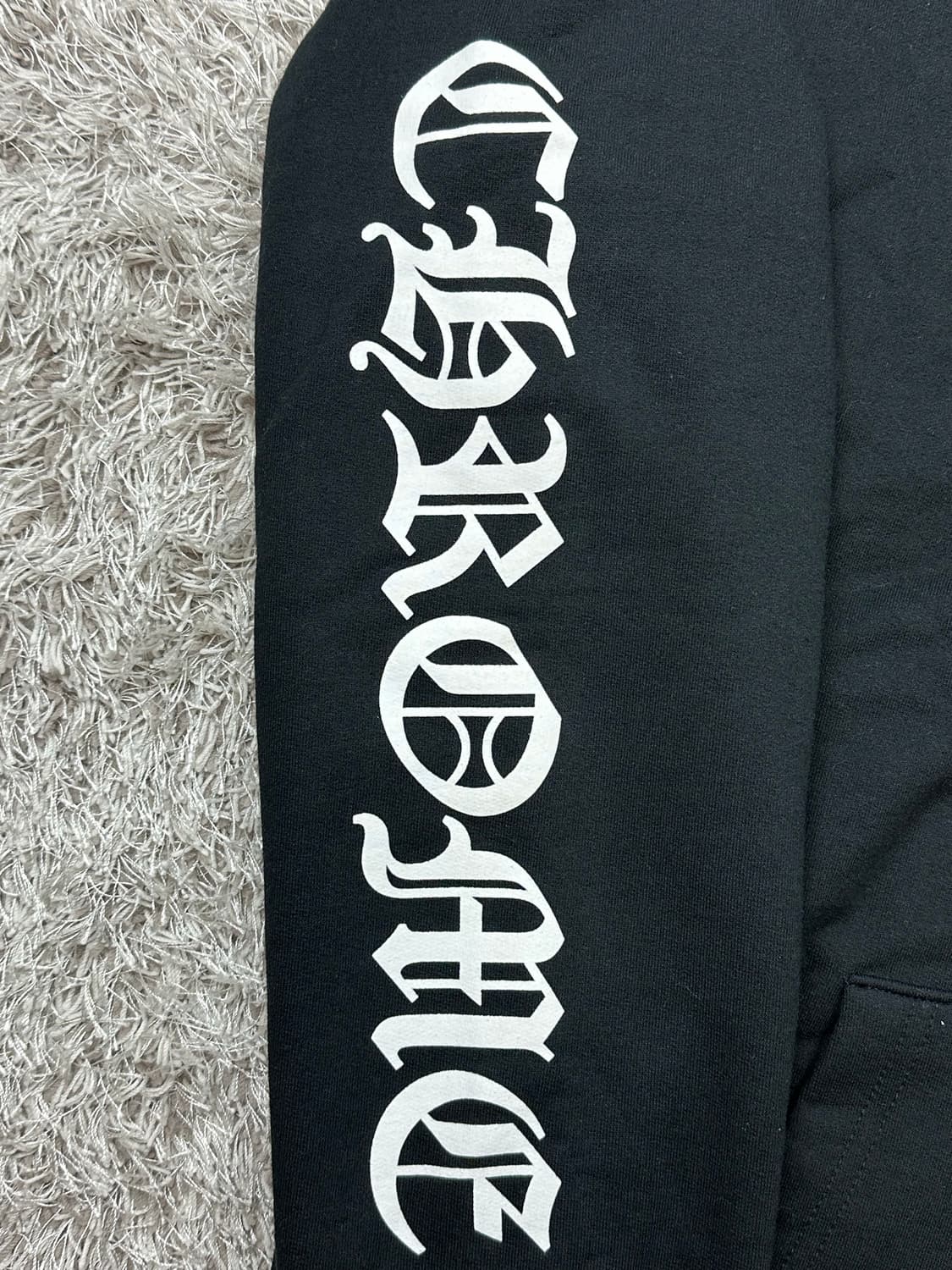 [L] 정품 크롬하츠 버티컬 롱 플리스 집업 후드 블랙 상품이미지4