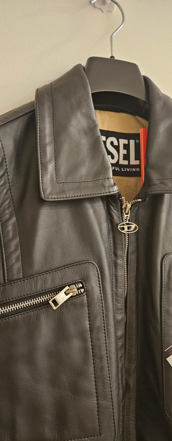 디젤 디젤 남성 L 케일 가죽 재킷 - 블랙 / A035600SHAA9X 상품이미지5