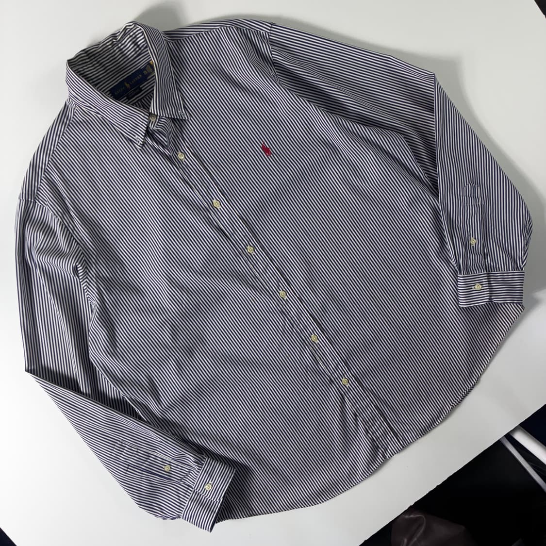 Polo 폴로 랄프로렌 현행 QR 블루 스트라이프 셔츠 상품이미지2