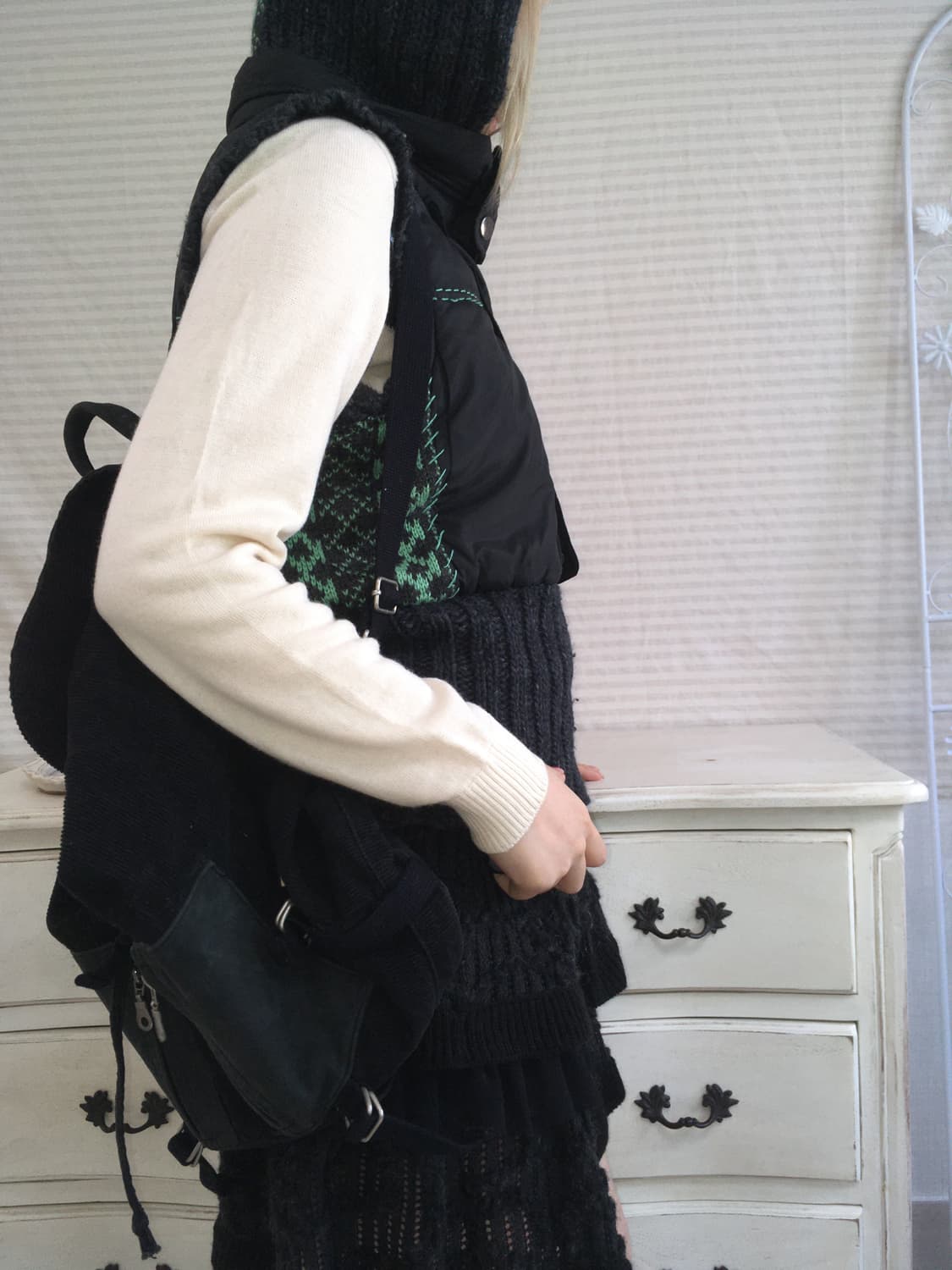 jpn vintage nordic knit stitch hood down 상품이미지4