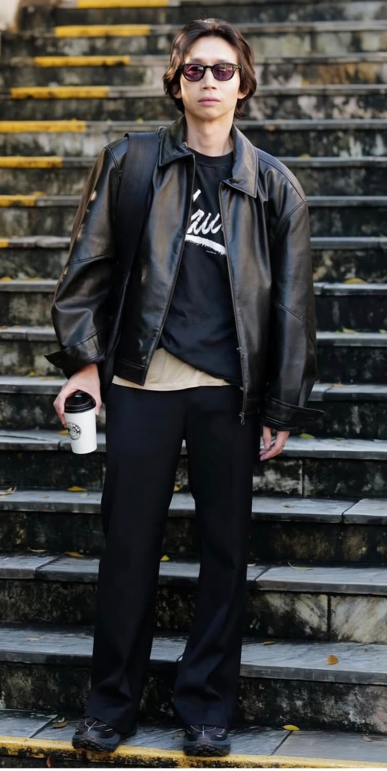 아모멘토 24fw 비건레더 블루종 상품이미지3