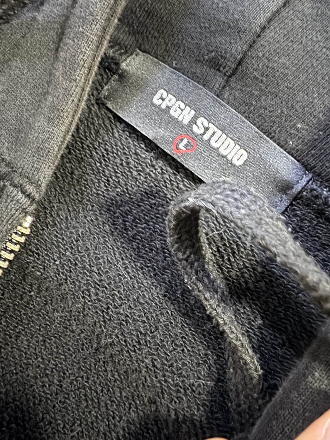 꼼파뇨 뒷 프린팅 빅 사이즈 후드집업 XL ~ 2XL 블랙 상품이미지3